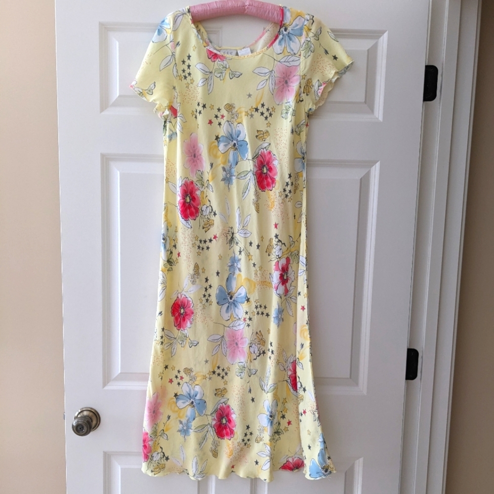 Fairycore Dress butterflies stars yellow Y2K kawaii floral Flutter M Summer